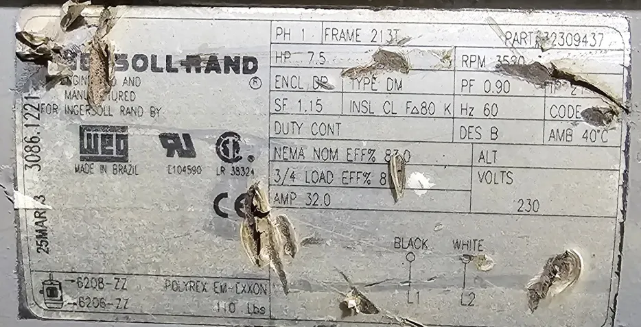 Motor Eléctrico Bifasico 7.5hp 3530 Rpm Marca Weg - Image 6
