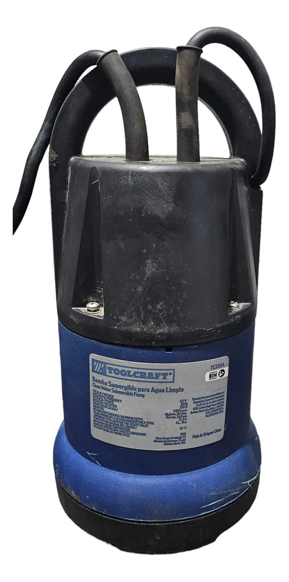 Bomba Sumergible 3/4hp Monofasica Marca Toolcraft Azul (Usado) - Image 2