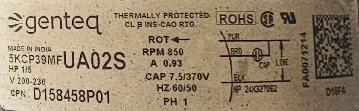 Ventilador De 2 Aspas Con Motor 1/5hp 208/230volts 1.067 M 60 Gris Negro Lamina (Usado) - Image 4