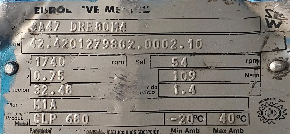 Motorreductor 1hp Trifásico Ratio:32.1 Marca Seweurodrive - Image 8