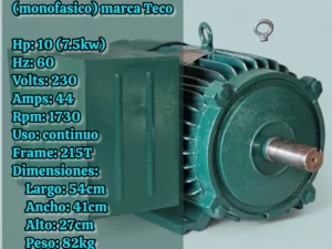 Motor Eléctrico 10hp Bifasico 1730rpm Marca Teco
