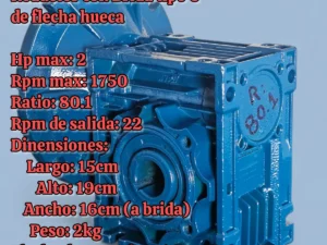 Reductor Para 2hp Con Brida Tipo C R:80.1 De Flecha Hueca