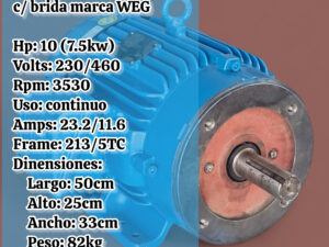 Motor Eléctrico 10hp Trifásico C/ Brida 3530rpm Marca Weg