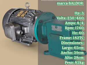 Motorreductor 3hp Trifásico Ratio: 15.1 Marca Baldor