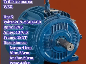 Motor Eléctrico 5hp Trifásico 1745rpm Marca Weg