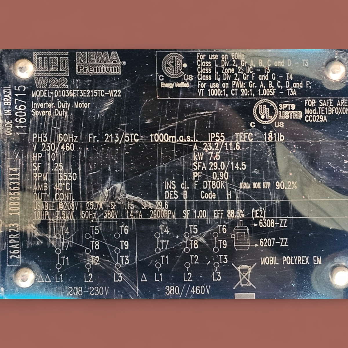 Motor Eléctrico 10hp Trifásico C/ Brida 3530rpm Marca Weg - Image 7