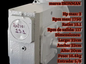 Reductor Con Brida Para 2hp Ratio: 15.1 Marca Ironman