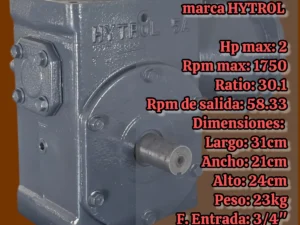 Reductor Universal Para 2hp Ratio: 30.1 Marca Hytrol