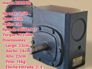 Reductor Universal Para 2hp Ratio: 15.1 Marca Baldor
