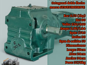 Motorreductor 0.75kw Trifásico Ortogonal doble flecha ratio: 30.1 marca SEWEURODRIVE