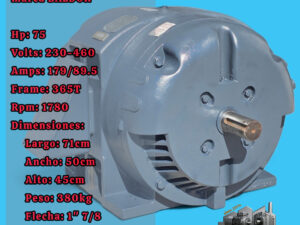 Motor Eléctrico 75hp Trifásico 1780rpm marca BALDOR