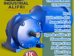 Motorreductor 1hp Trifásico Ratio: 39.1 marca US MOTORS