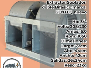 Extractor Soplador doble Bifasico 3/4hp marca GENTEQ nuevo